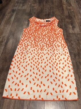 🌺Just...Taylor White Dress with Orange Confetti Print